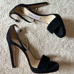 Jimmy Choo Misty Black Suede Sandal Heel